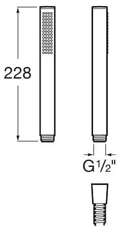 Душ слушалка, A5B9L61C00, Roca, Stick Square, хром, 3.7х3.7х.22.8см