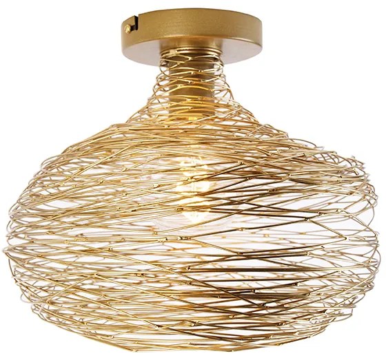 Дизайнерска Плафониера Златиста Стомана - Сарела