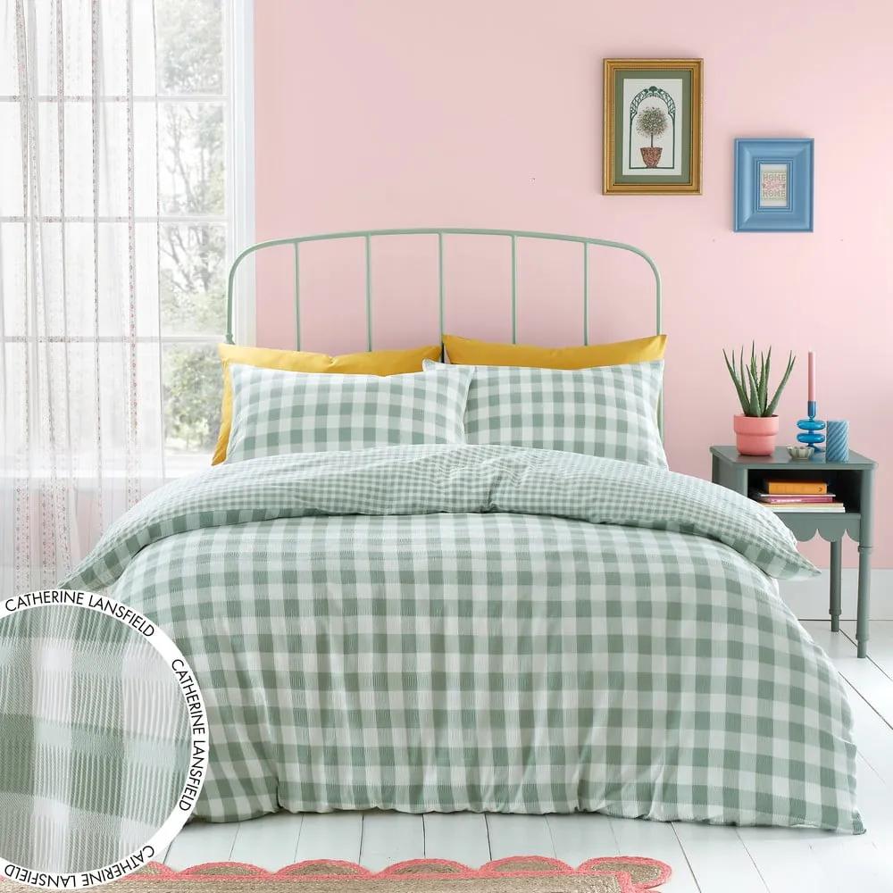 Зелено спално бельо за двойно легло 200x200 cm - Catherine Lansfield