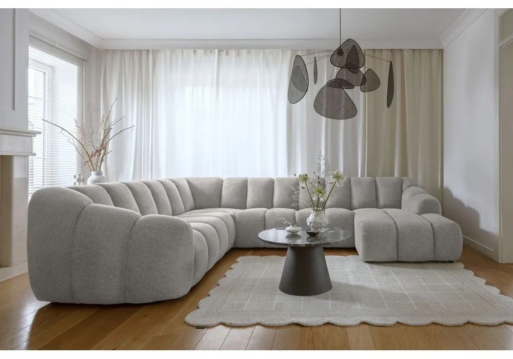 Светлосив ъглов диван (ляв ъгъл/U форма) Shell – Miuform