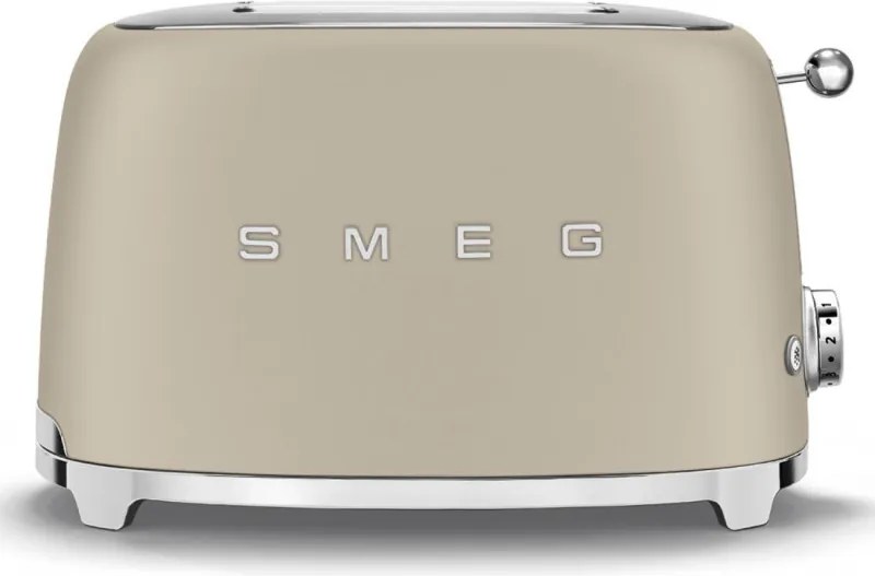 Тостер за хляб SMEG 50's Style TSF01MLMEU, 950W, 2 филии, 6 нива, Тавичка за трохи, Вграден кабел, Неръждаема стомана, Бежов