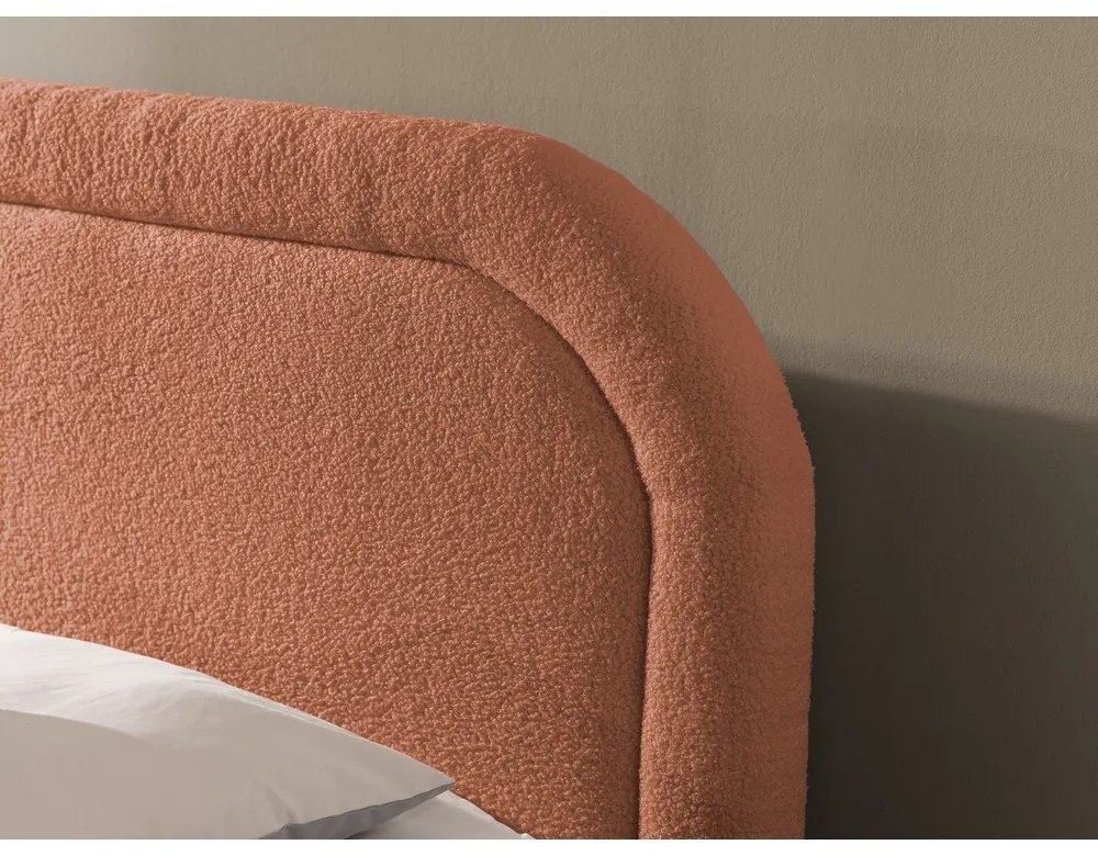 Оранжево боксспринг легло 180x200 cm с място за съхранение Ornes – Ropez