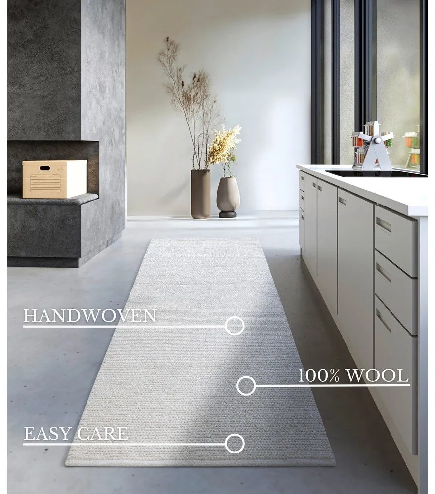 Бяла ръчно изработена вълнена пътека 80x200 cm Francois – Villeroy&Boch