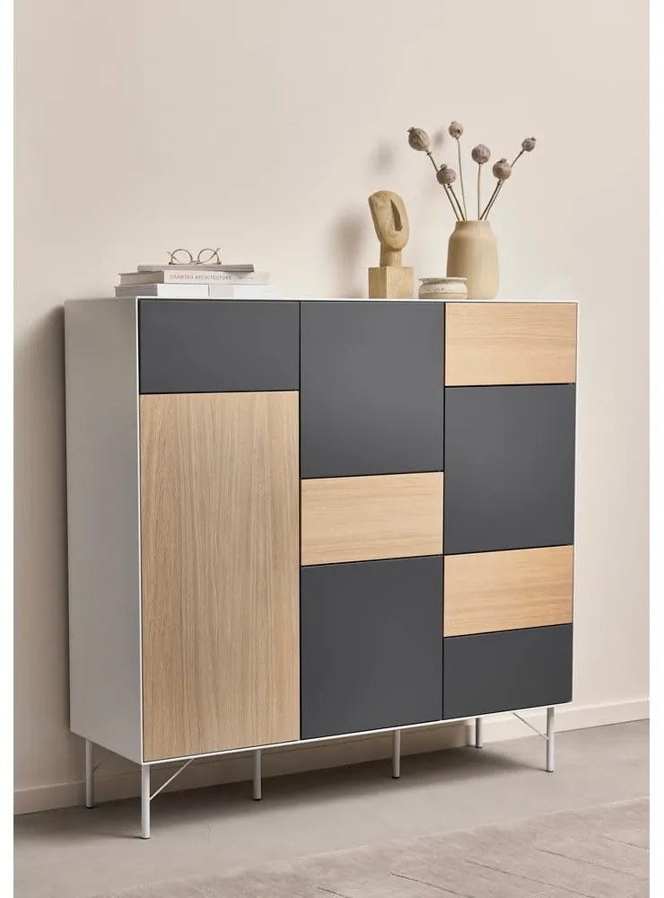 Висок скрин с дъбов декор в антрацитно-естествен цвят 136x133 cm Edge by Hammel - Hammel Furniture