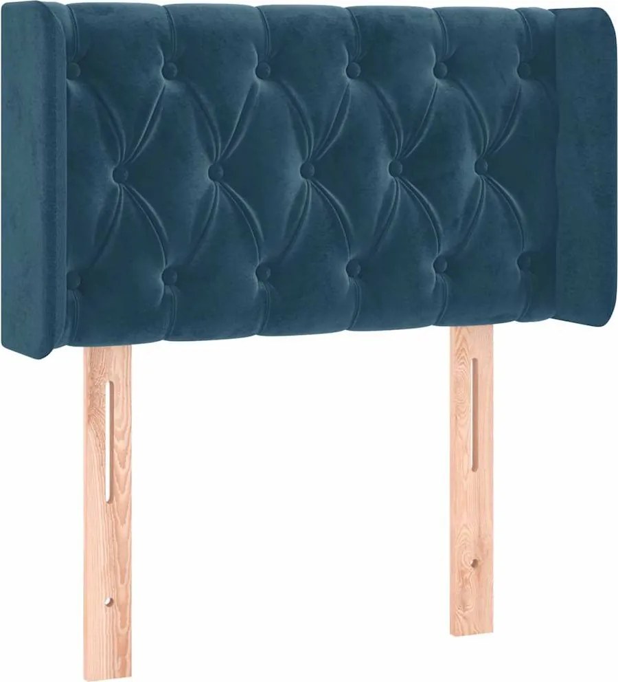 3119138 vidaXL Горна табла за легло, тъмносиня, 83x16x78/88 см, кадифе