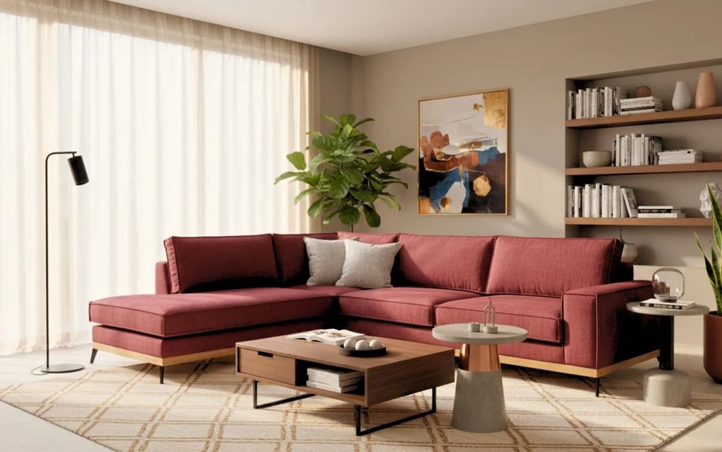 Ъглов диван Fredrik-Red-Left