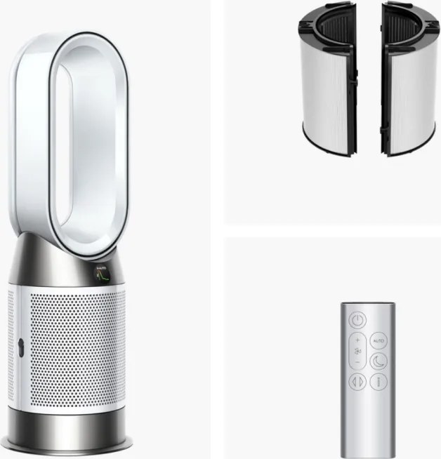 Пречиствател въздух 2в1 Dyson Purifier Hot+Cool HP1 544826-01, Отоплител, 50W, 30 м2, 287 l/s, 10 скорости, Air Multiplier™, Wi-Fi, Bluetooth, Осцилация, Бял/сребрист