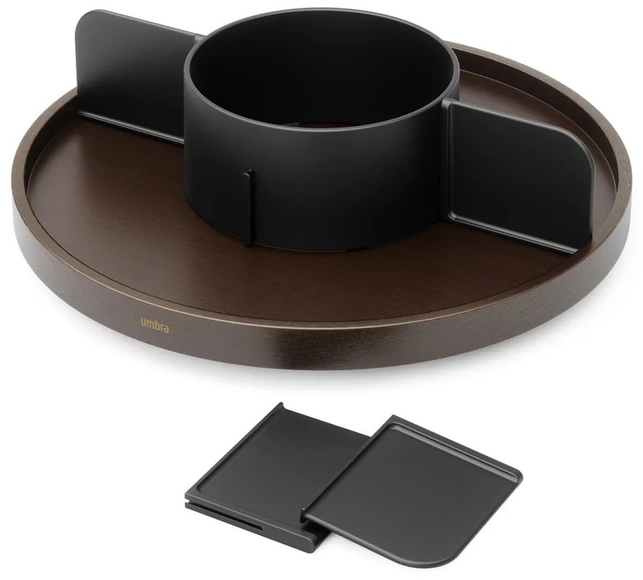 Черен въртящ се дървен органайзер за козметика за баня Bellwood – Umbra