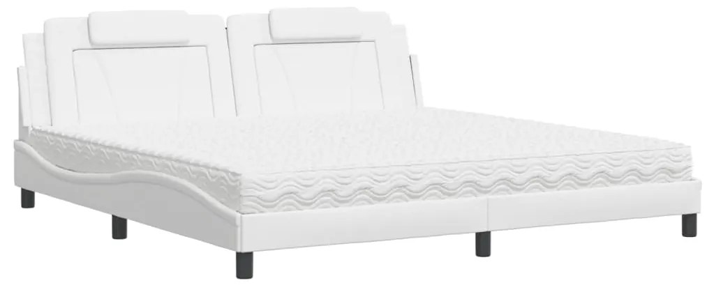 3208818 vidaXL Легло Viana без матрак, бяло, 200x200 см, изкуствена кожа