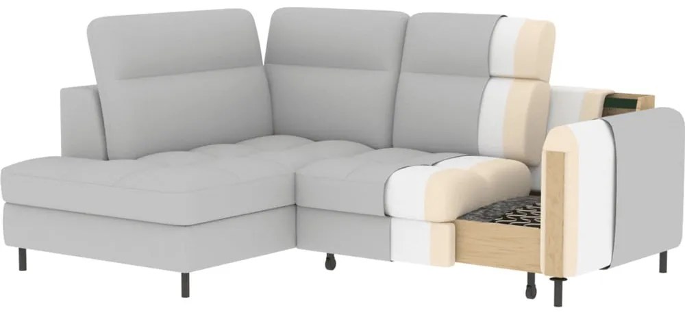 Син кадифен разтегателен ъглов диван с място за съхранение (ляв ъгъл L форма) Barea – ELTAP