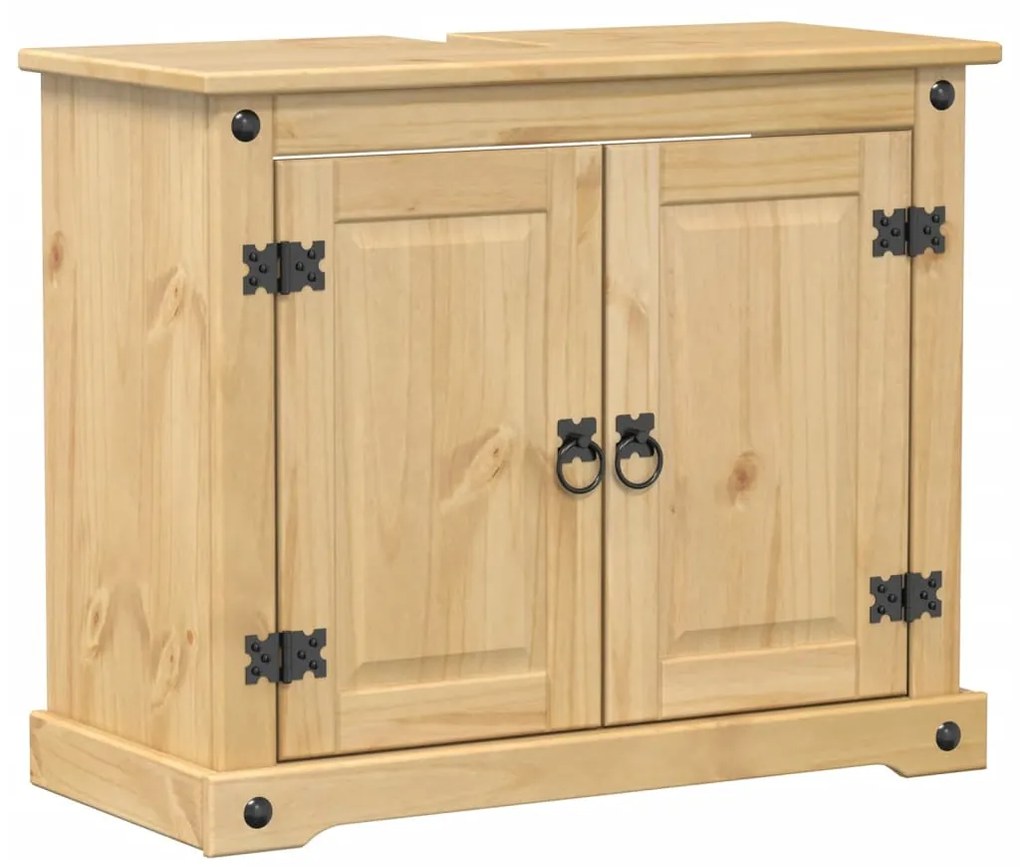 4002791 vidaXL Шкаф за мивка за баня "Corona" 73x33x60 см бор масив