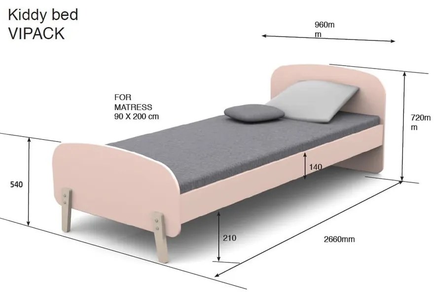 Бяло детско легло , 90 x 200 cm Kiddy - Vipack