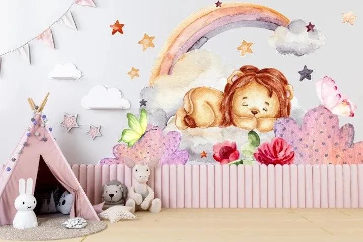 Стикер за стена за деца със спящ лъв 120 x 240 cm