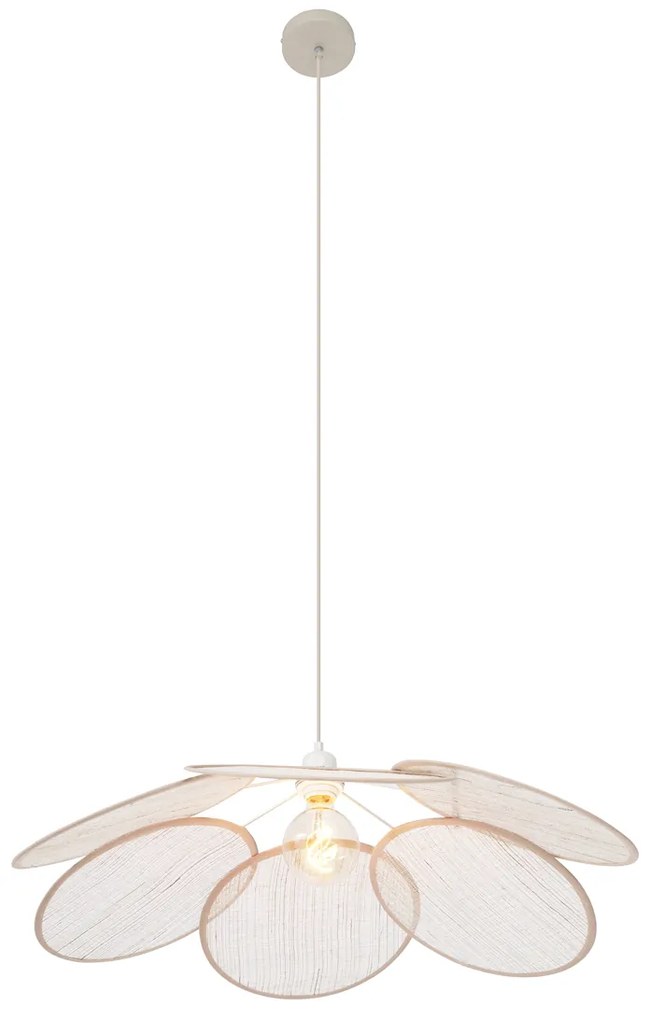 Japandi висяща лампа кремава с ленен абажур - Aisha