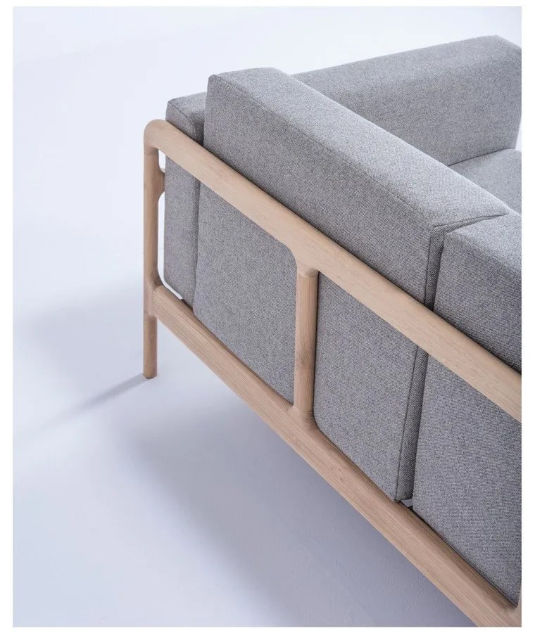 Сив диван с масивна дъбова конструкция , 180 см Fawn - Gazzda