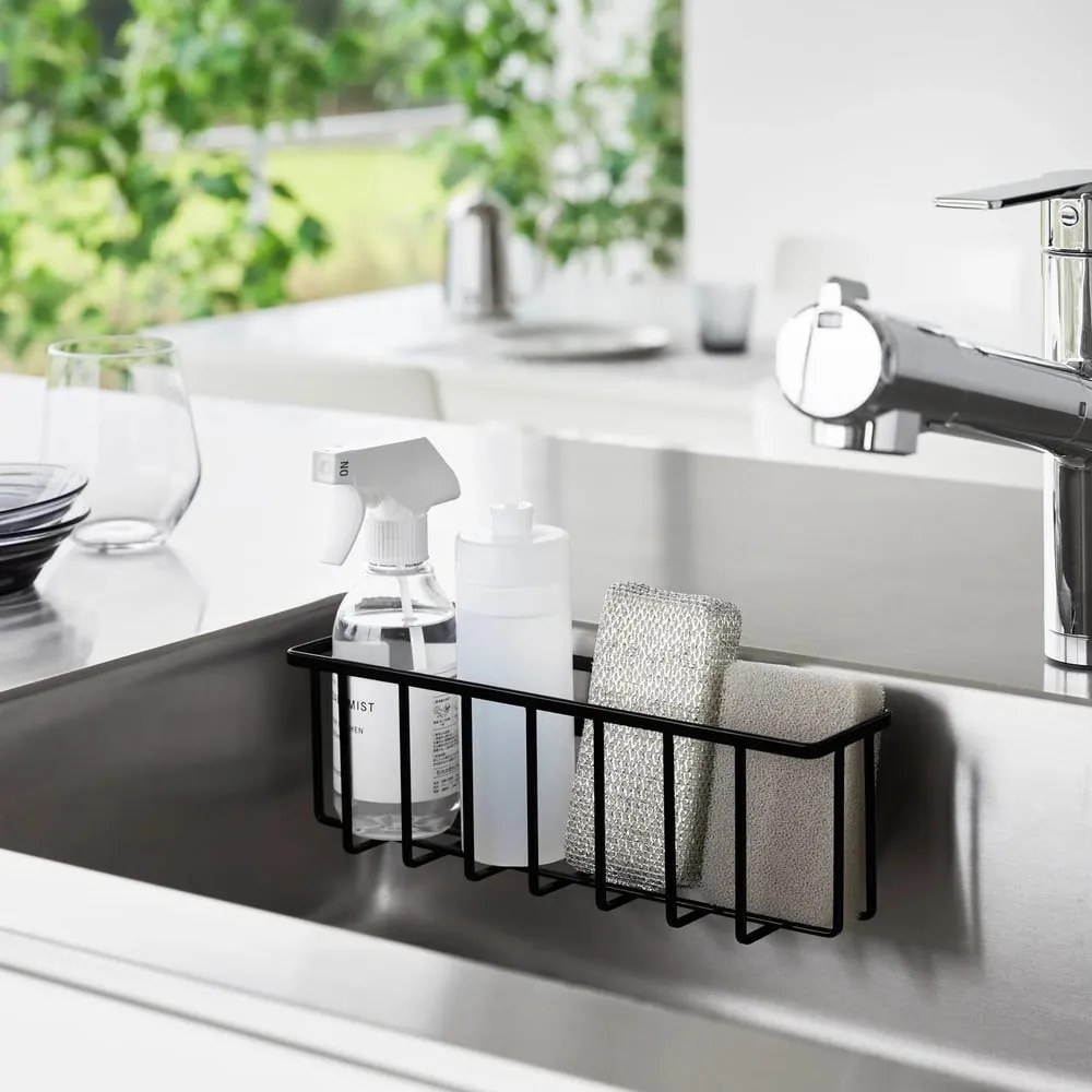 Черна метална стойка за перилни препарати без пробиване Film Hook – YAMAZAKI