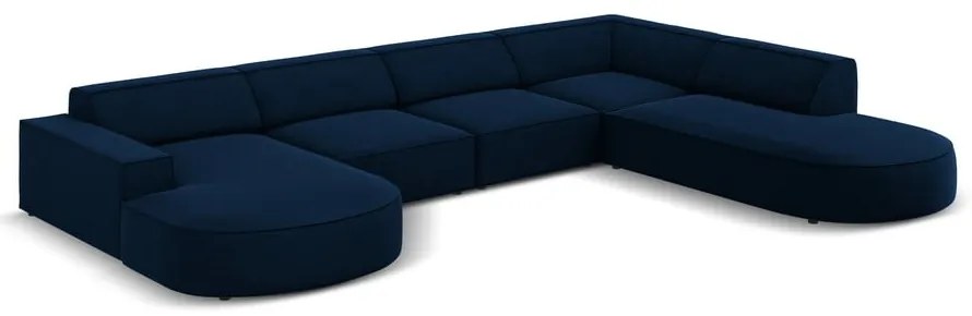 Ъглов диван от синьо кадифе (десен ъгъл) Jodie - Micadoni Home