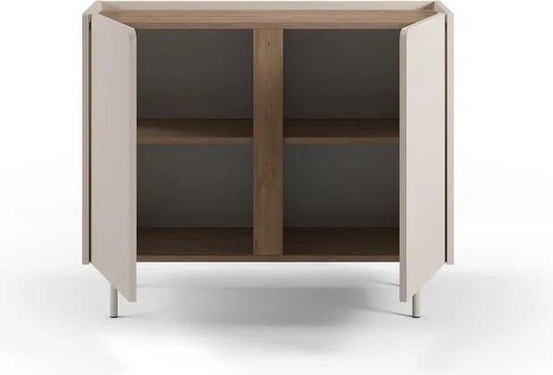 Кремаво-естествено шкафче от декор от дъб 100x82,5x40 cm Lucile – Marckeric