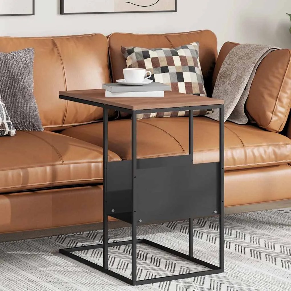 343104 vidaXL Странична маса, черна, 55x36x59,5 см, инженерно дърво