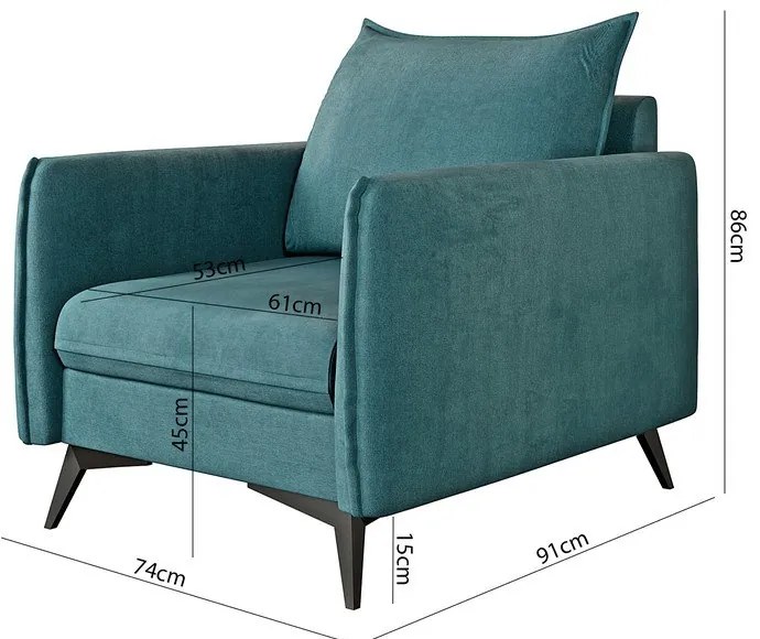 Кресло в петролен цвят Juli Bis – Ropez