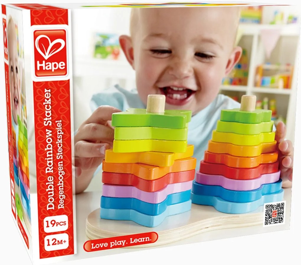 Hape - Форми за подреждане - Двойна низанка, дървени