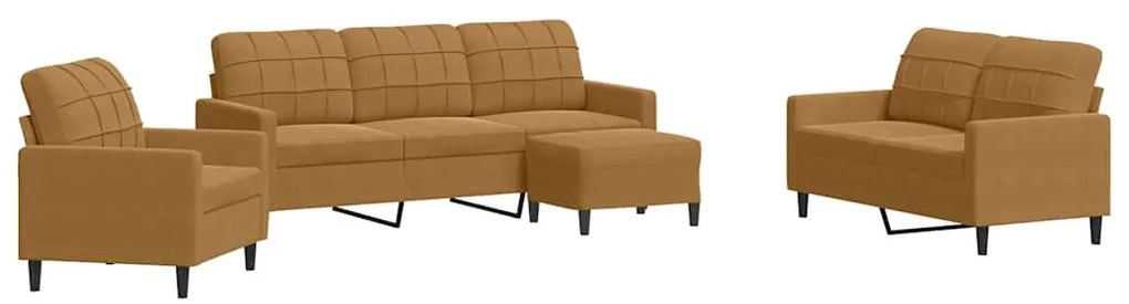 3278368 vidaXL Комплект дивани от 4 части с възглавници, кафяв, кадифе