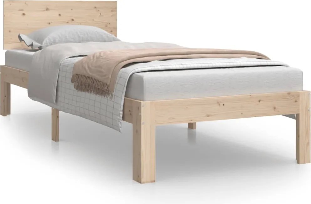 810455 vidaXL Рамка за легло, масивно дърво, 75x190 см, Small Single