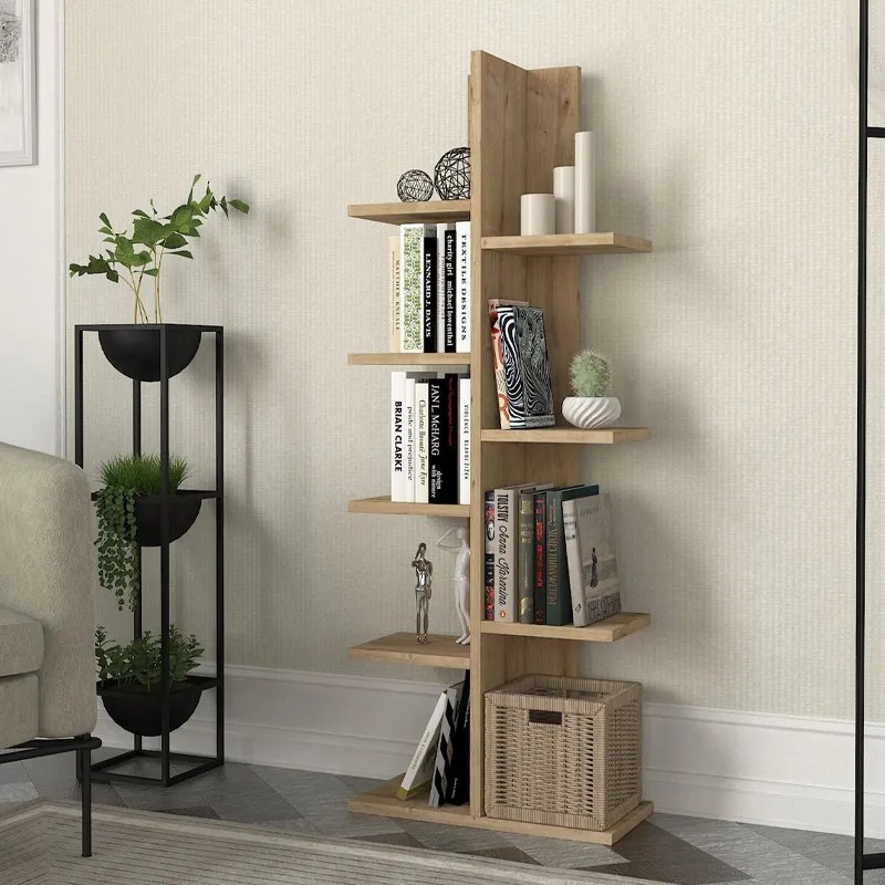 Книгошка от меламин Tree в сапфирен дъб 45x21,4x121,8см.