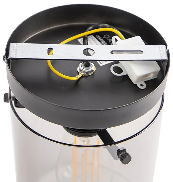 Дизайнерски плафон черен с опушено стъкло - Dome