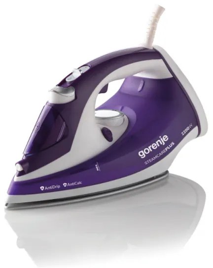 Ютия Gorenje SIH2200BBC, 2200W, Системи против котлен камък и прокапване, Самопочистване, Суха пара, Бял/лилав