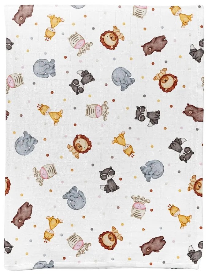Бяло муселиново бебешко одеяло 75x100 cm Zoo – Mijolnir