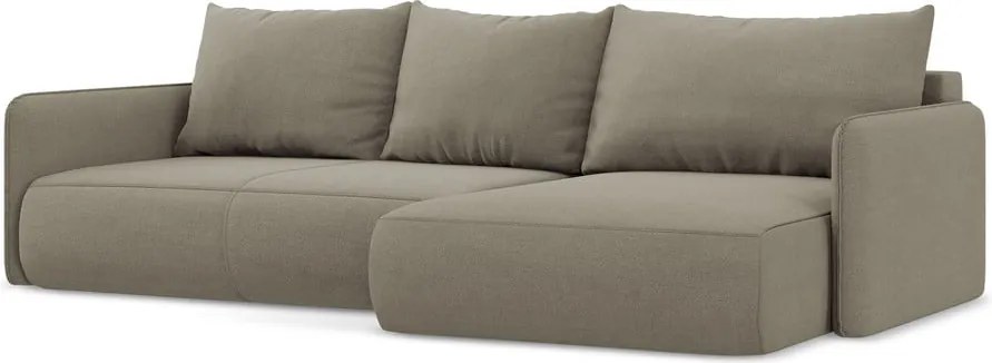 Бежов разтегателен ъглов диван с място за съхранение (десен ъгъл) Nanea – Makamii