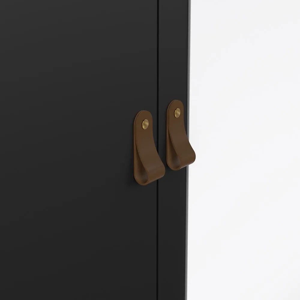 Черен гардероб с огледало 150x199x58 cm Madrid – Tvilum