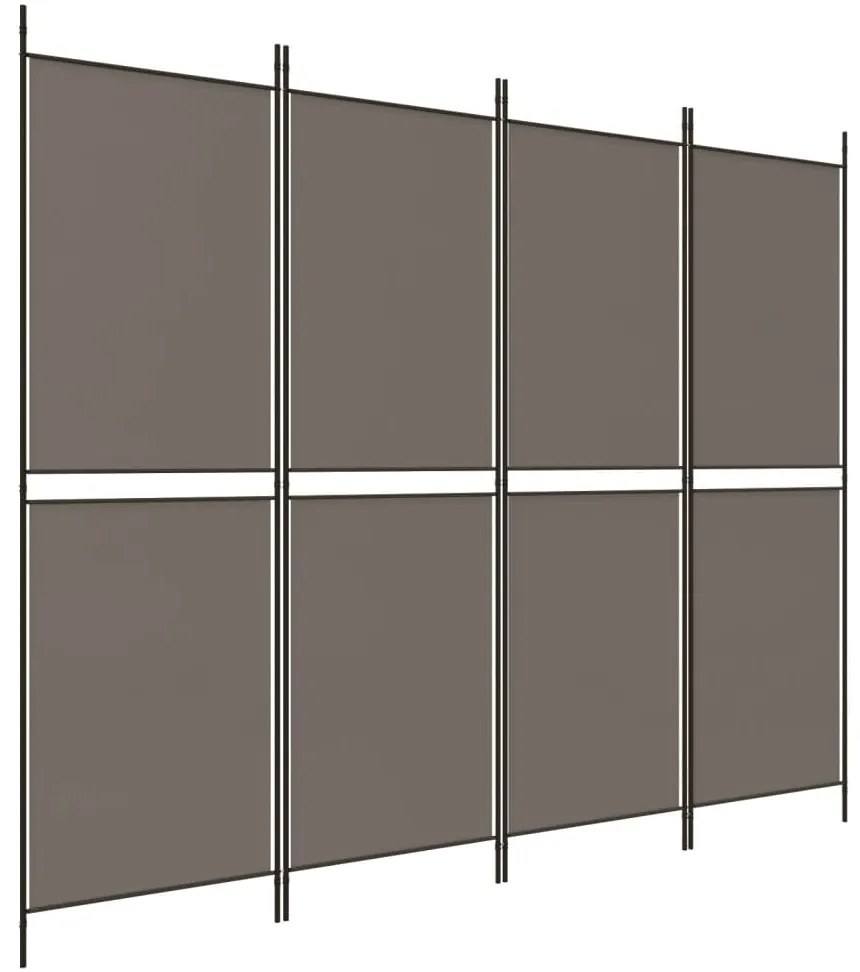 350232 vidaXL Параван за стая, 4 панела, антрацит, 200x200 cм, текстил