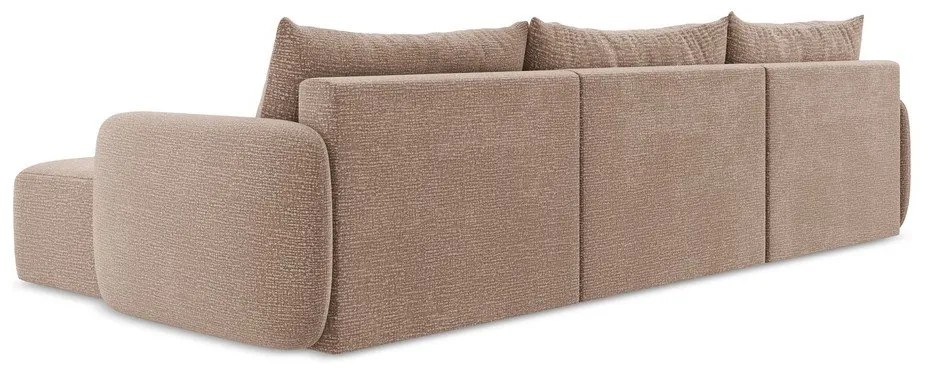 Светлокафяв разтегателен ъглов диван с място за съхранение Kalena – Makamii