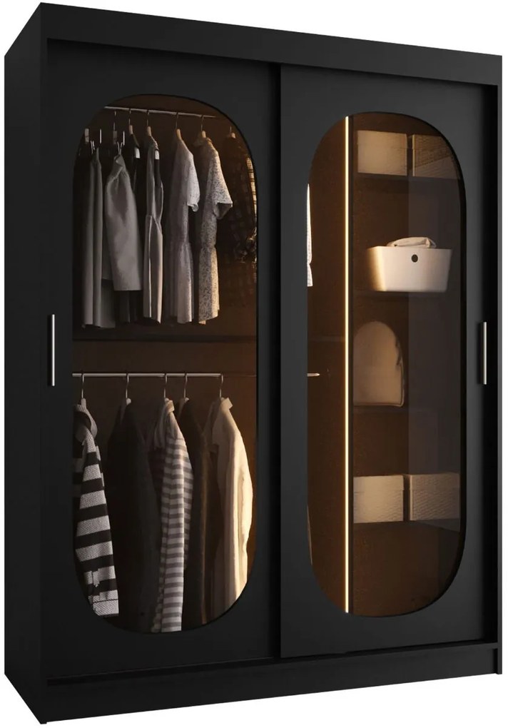 Гардероб Бахрайн 150 плъзгащ-Черен