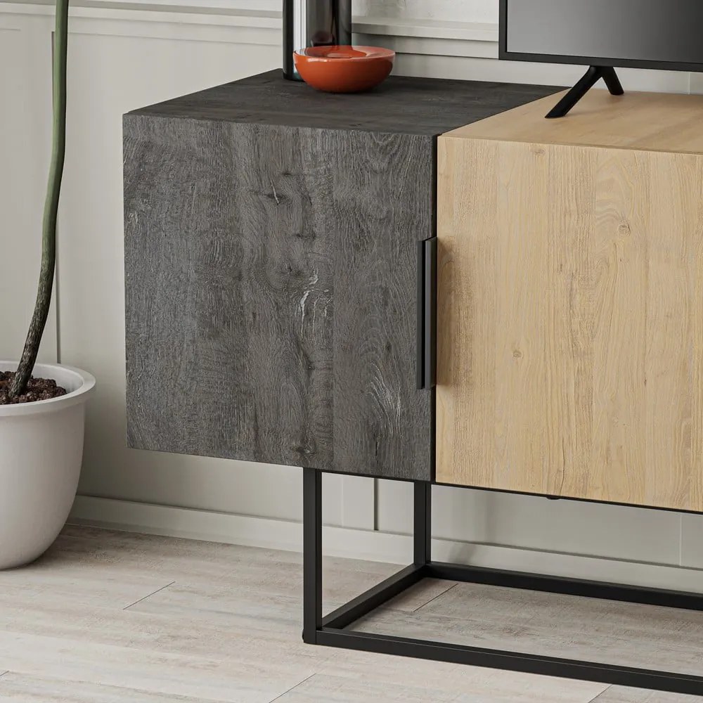 Масичка за телевизор в дъбов декор в естествено кафяво 140x55 cm Titan - Marckeric