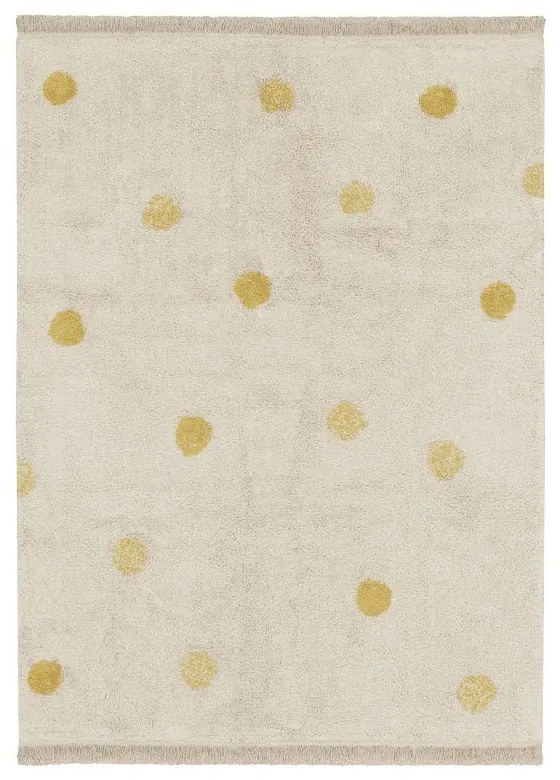 Ръчно изработен памучен детски килим подходящ за пране в цвят жълта охра и кремаво 120x160 cm Hippy Dots Honey – Lorena Canals