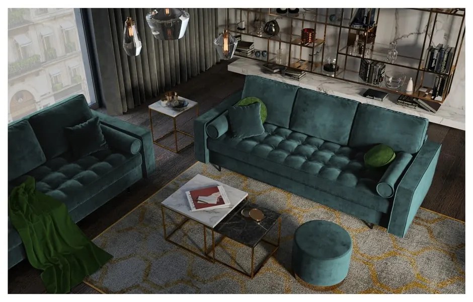 Петролнозелено кадифено канапе Santo - Milo Casa