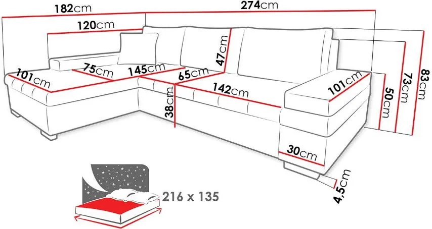 Ъглов диван Bangkok Mini-Black