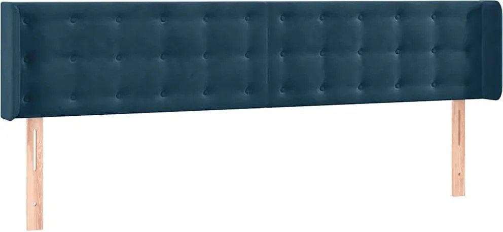 3119260 vidaXL Горна табла за легло, тъмносиня, 163x16x78/88 см, кадифе