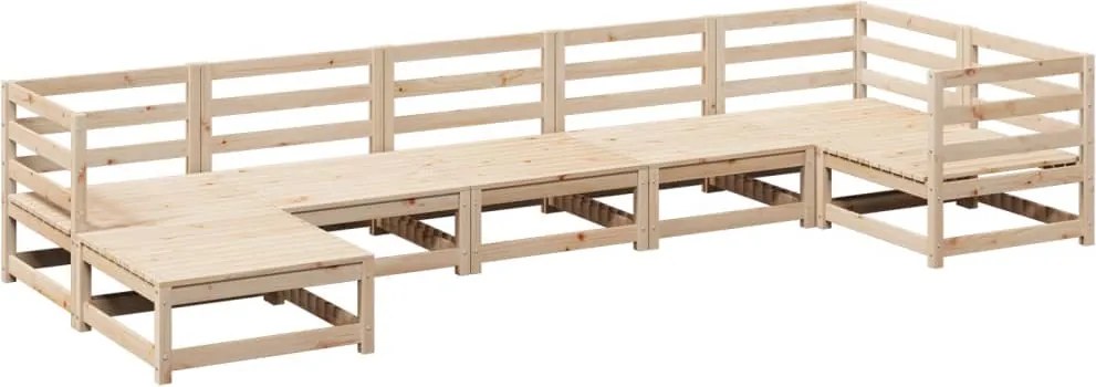 3299541 vidaXL Градински комплект диван от 7 части, масивно дърво бор