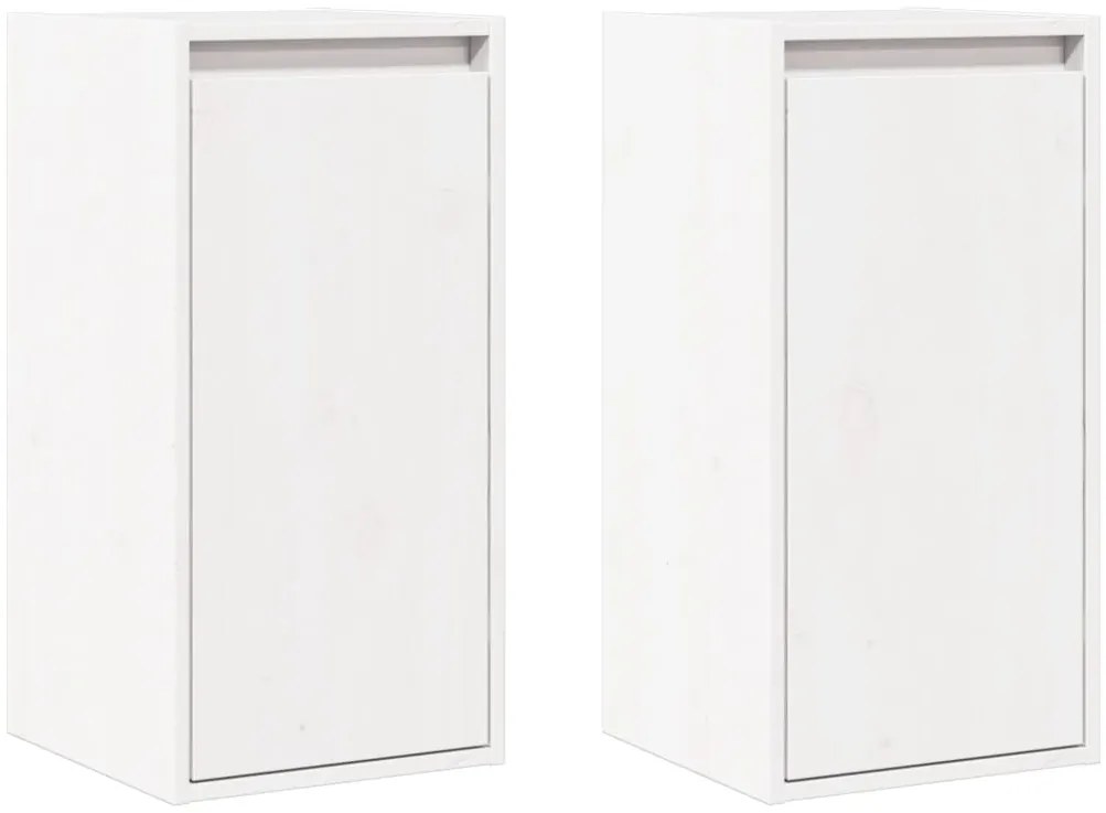 813488 vidaXL Стенни шкафове, 2 бр, бели, 30x30x60 см, бор масив
