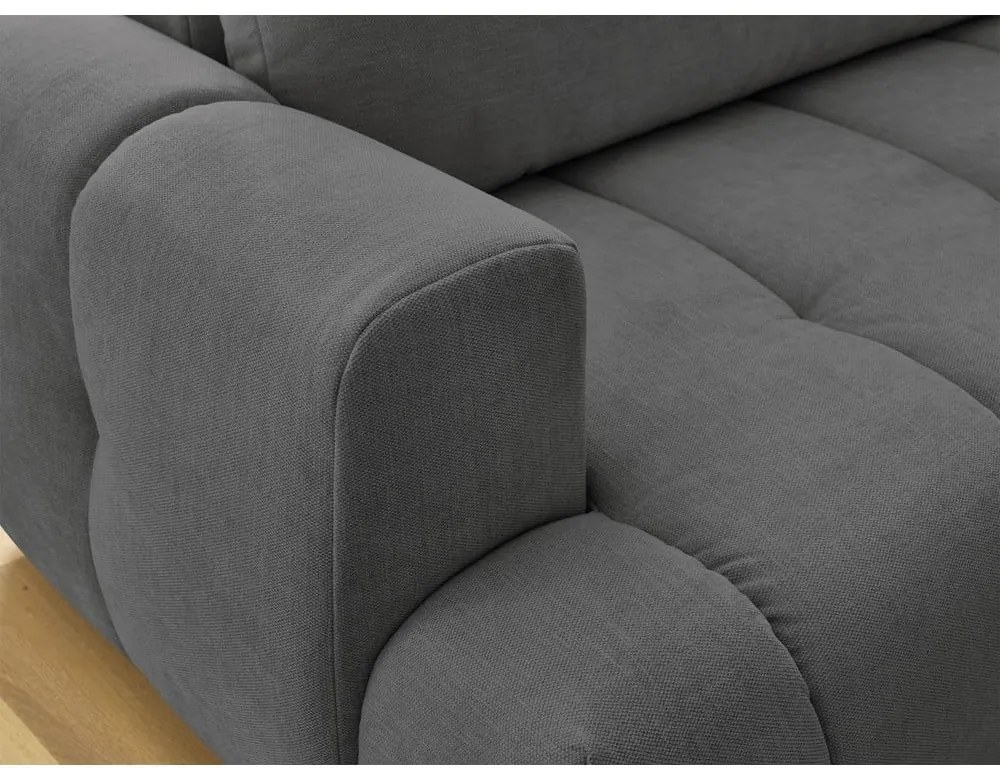 Тъмносив сгъваем/с място за съхранение ъглов диван (десен ъгъл/L форма) Fuji – Bobochic Paris