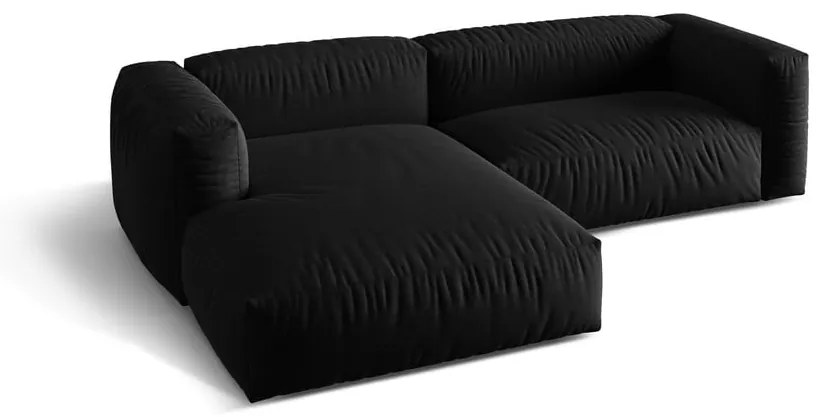 Черен модулен ъглов диван (ляв ъгъл) Martina – Micadoni Home