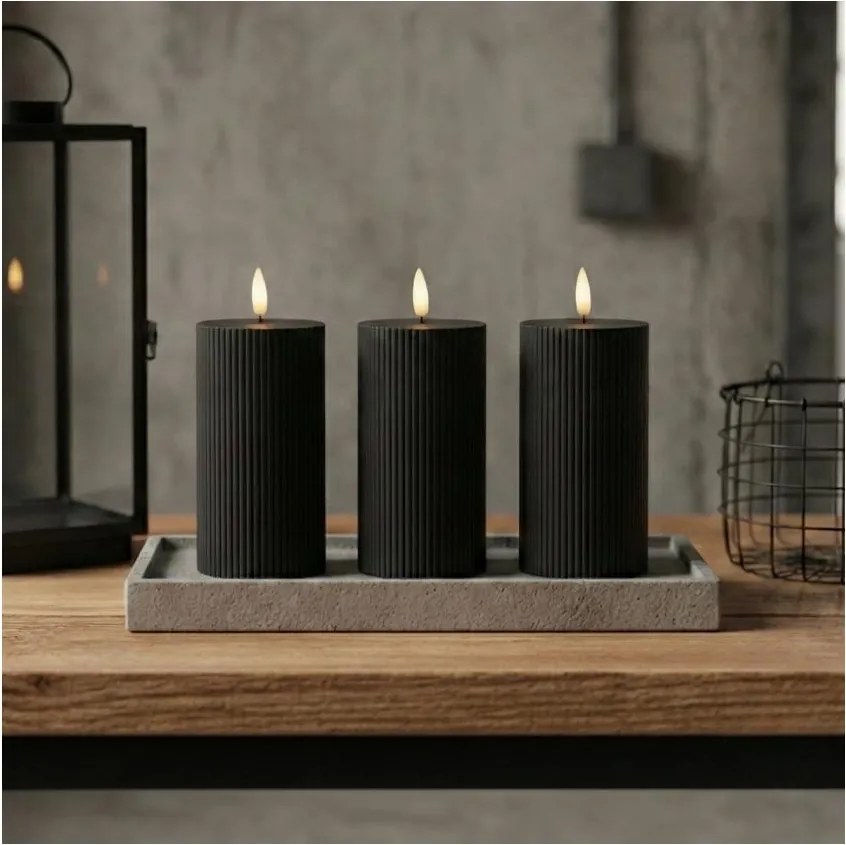 Комплект от 3 LED свещи BRILLO LED/2xAA, 15 см, черни, с дистанционно управление