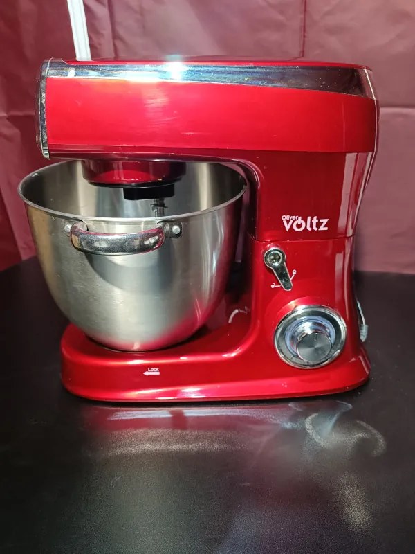 Втора ръка: Планетарен миксер Oliver Voltz OV51115A, 2100W, 7.5 литра, 6 скорости + Pulse, 3 бъркалки, Червен