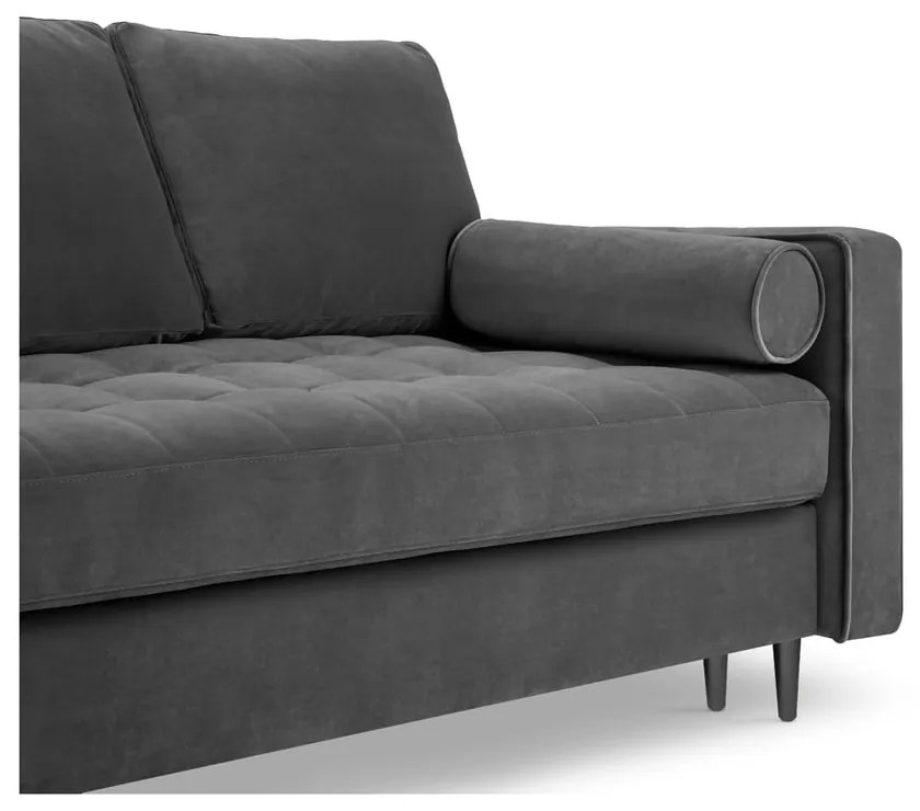 Тъмно сив кадифен разтегателен диван Santo - Milo Casa