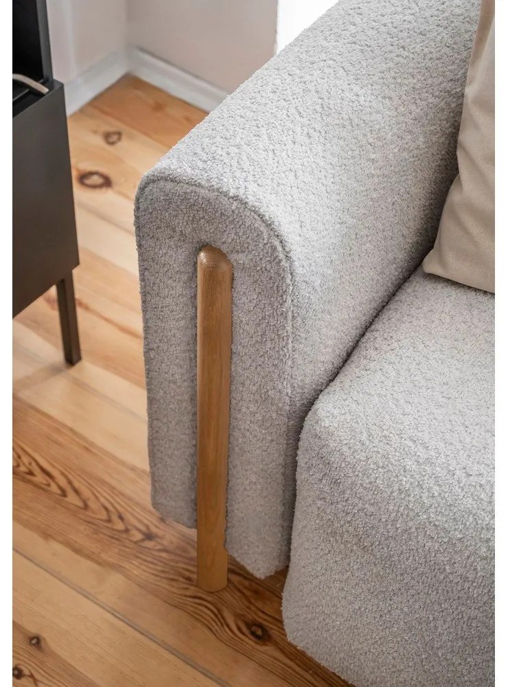 Светлосив сгъваем/с място за съхранение диван от прежда с примки от букле 244 cm Arcadova – ELTAP