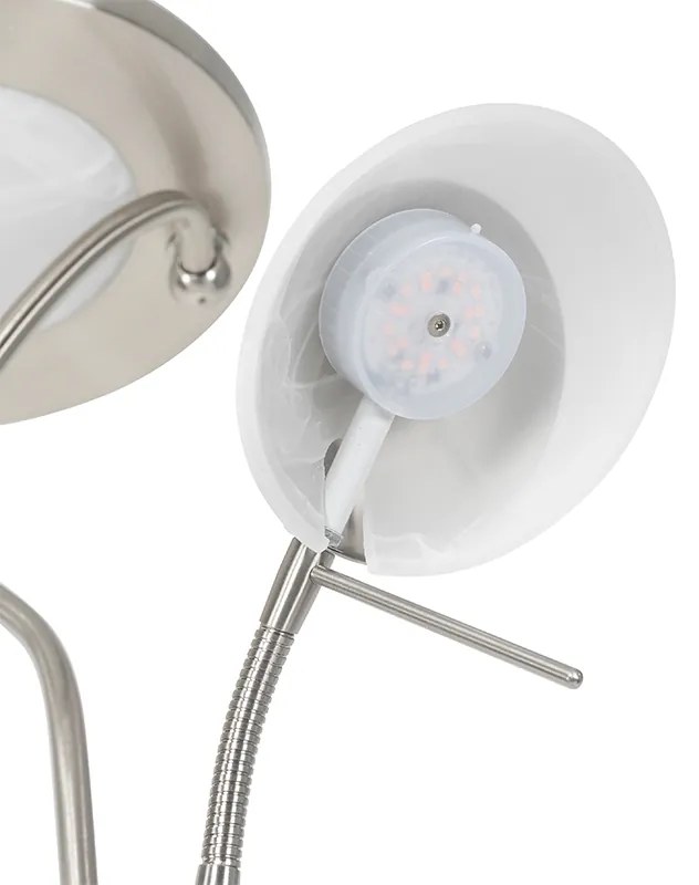 Подова лампа от стомана с LED и димер с лампа за четене - Empoli